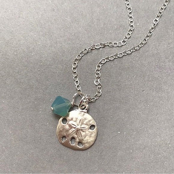 Sterling Silver Sand Dollar and Crystal Charm Necklace- boutique - Picture 3 of 4